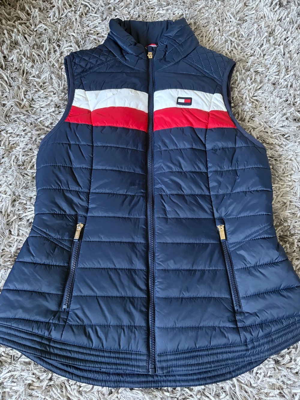Tommy Hilfiger Navy Quilted Sleeveless Puffer Vest small